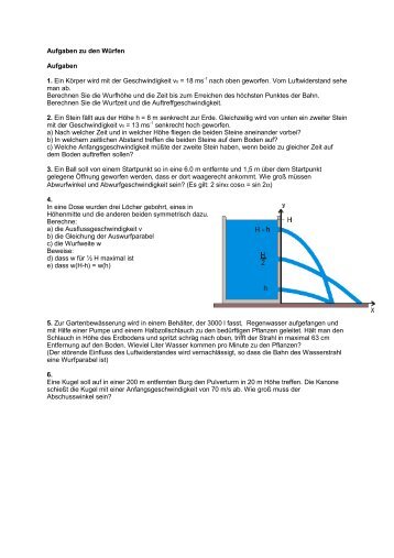 Aufgaben zu den Würfen