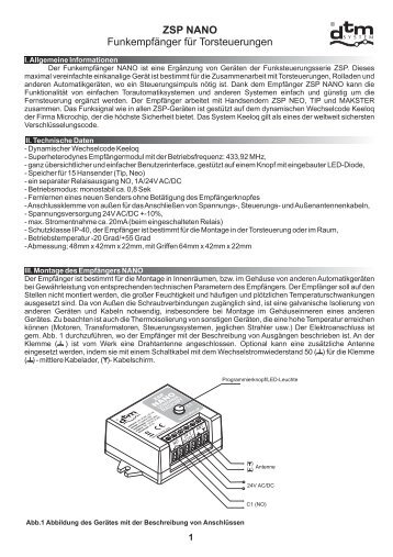 ZSP NANO Funkempfänger für Torsteuerungen - DTM System