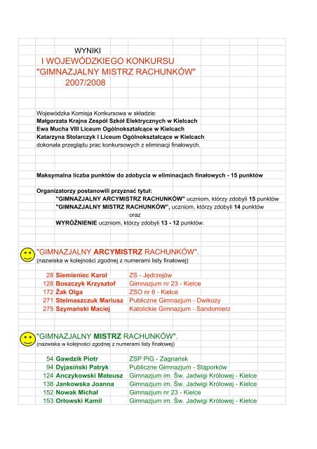 Gimnazjalny Mistrz - Kuratorium Oświaty w Kielcach - Kielce