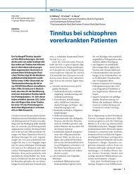 Tinnitus bei schizophren vorerkrankten Patienten - Dr. H. Schaaf