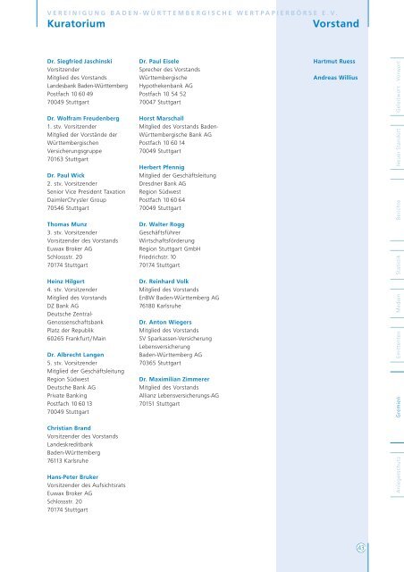 Kuratorium Vorstand - Börse Stuttgart