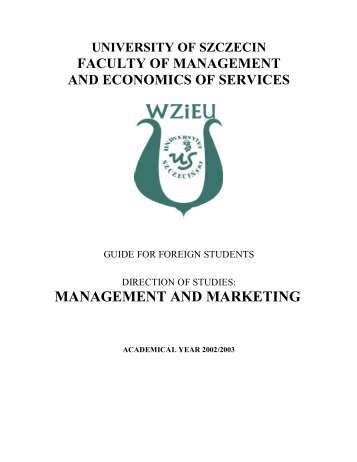 management and marketing - Wydział Zarządzania i Ekonomiki Usług