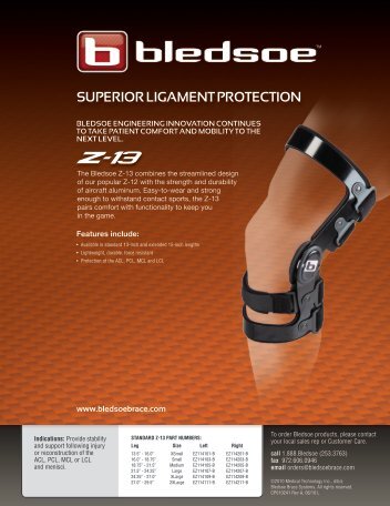 Superior ligament protection - Bledsoe Brace Systems