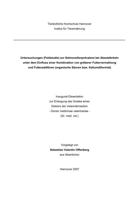 Tierarztliche Hochschule Hannover Institut Fur Tierernahrung
