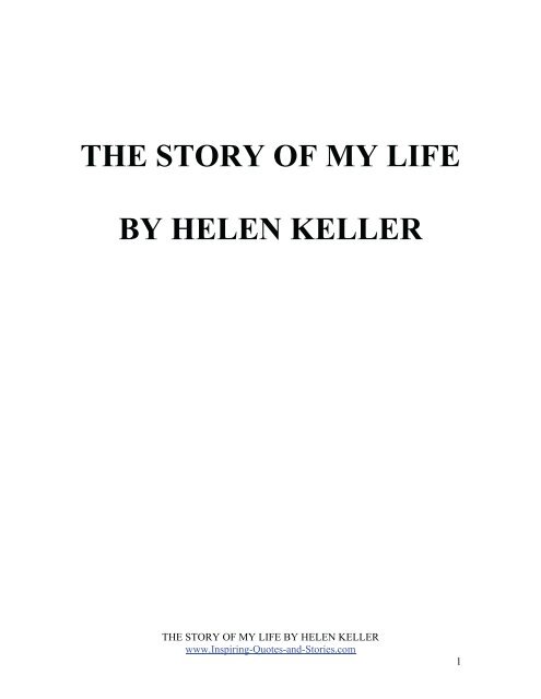 Project Gutenberg's etext, Story of My Life, by Helen Keller - OLIN e ...