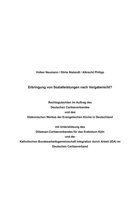 Erbringung von Sozialleistungen nach Vergaberecht? - Erev