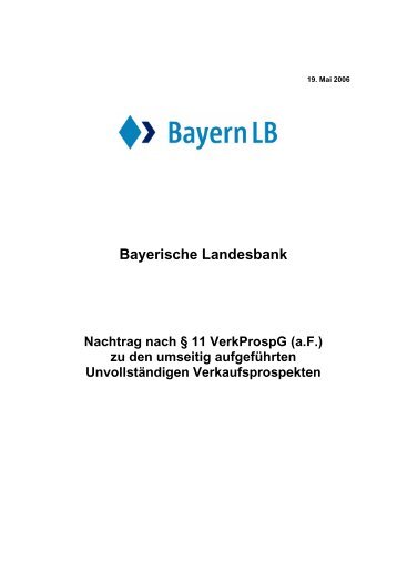 Nachtrag UVP 19.5 - Bayerische Landesbank