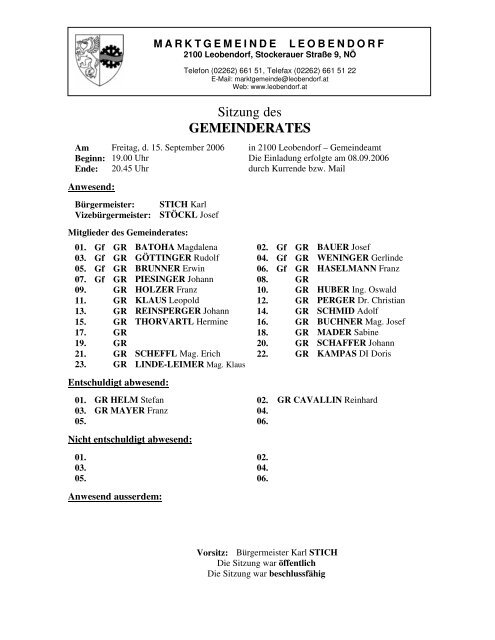 GR-Sitzungsprotokoll Sept06 - .PDF - Marktgemeinde Leobendorf