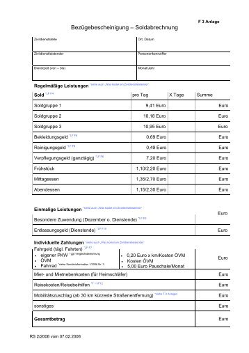 Bezügebescheinigung – Soldabrechnung