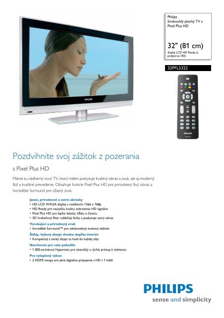 32PFL5322/10 Philips širokouhlý plochý TV s Pixel Plus HD