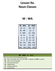 Lesson 9a: Noun Classes M - WA - Swahili