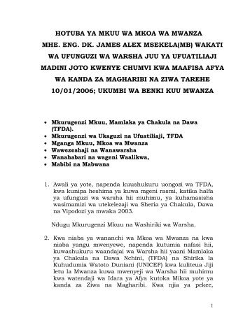 HOTUBA YA RC MWANZA TFDA 07.pdf - karibu kwenye tovuti rasmi ...