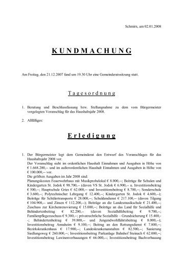 KUNDMACHUNG - Schmirn