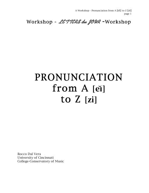 PRONUNCIATION from A [eI*] to Z [zi] - Routledge