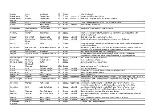 Liste der aktuellen Gewerbebetriebe der Gemeinde Bosau Datum ...