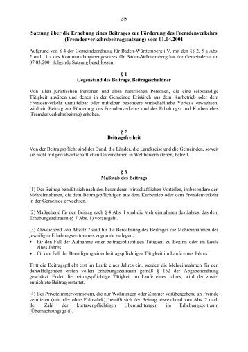 Fremdenverkehrsbeitragssatzung (PDF) - Gemeinde Eriskirch