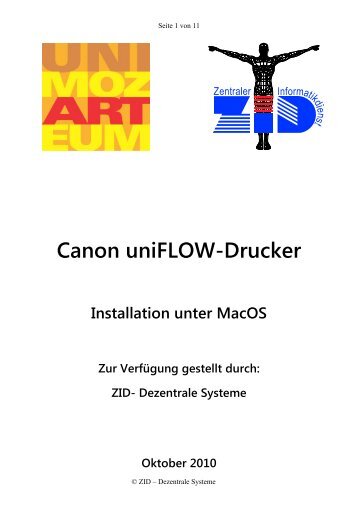 Installation der Canon uniFLOW-Drucker unter MacOS X - Mozarteum