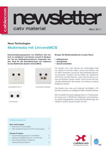 B-2100 UPC Cablecom Newsletter 03.2011 - ZidaTech AG