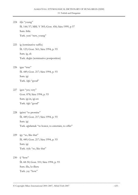 Etymological Dictionary of Hungarian (EDH)