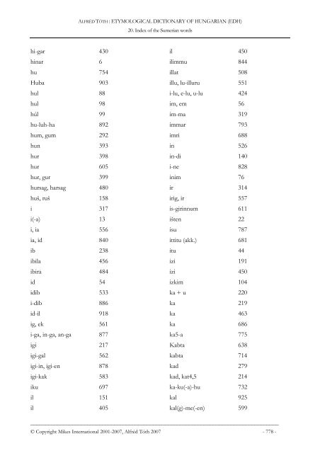 Etymological Dictionary of Hungarian (EDH)