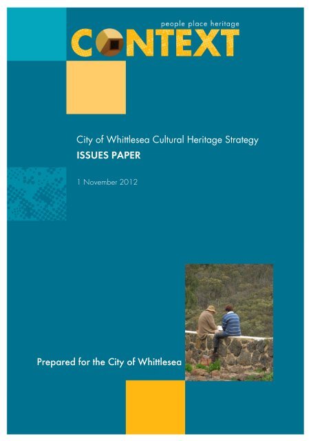 Cultural Heritage Study Issues Paper - City of Whittlesea