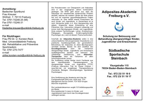 Adipositas Akademie Flyer - Plattform Ernährung und Bewegung