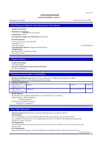 Sicherheitsdatenblatt