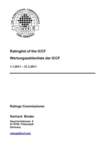 ICCF Rating Report 2011/1