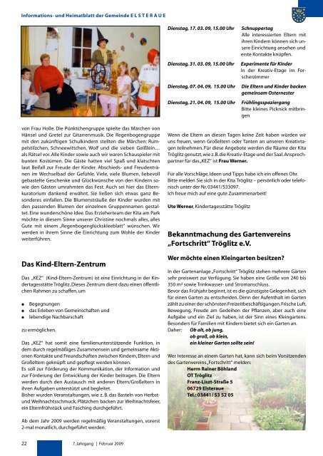 Blickpunkt, Ausgabe 1/2009 - Gemeinde Elsteraue