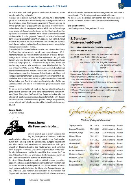 Blickpunkt, Ausgabe 1/2009 - Gemeinde Elsteraue