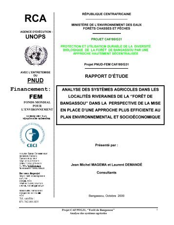 PROJET PNUD/CECI/CAF/95/G-31 - Centrafrique