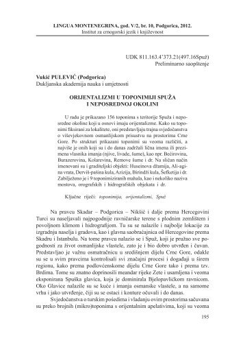 UDK 811.163.4'373.21(497.16Spuž) - Institut za Crnogorski jezik i ...