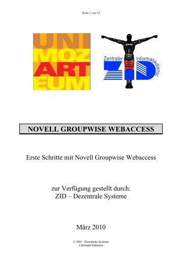 NOVELL GROUPWISE WEBACCESS - Mozarteum