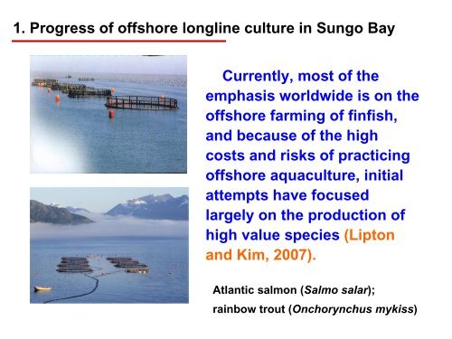 Progress of offshore longline culture in Sungo - Yslme.org