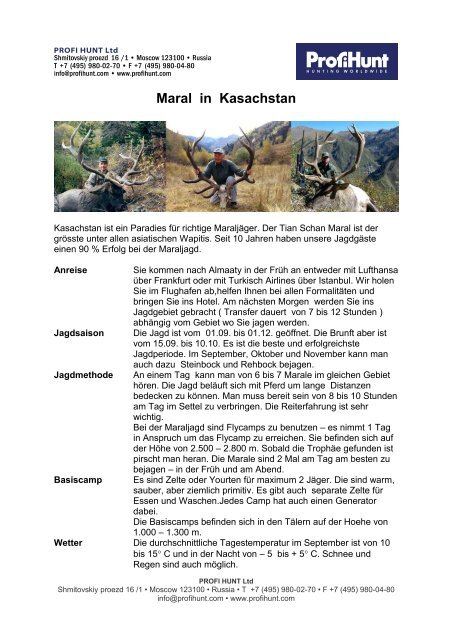 Maral in Kasachstan - PROFI HUNT