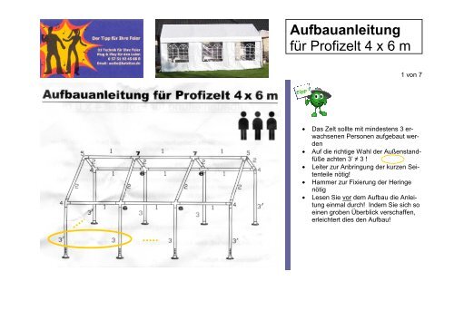 Aufbauanleitung fr Profizelt 4 x 6 m