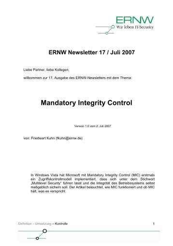 Mandatory Integrity Control - ERNW