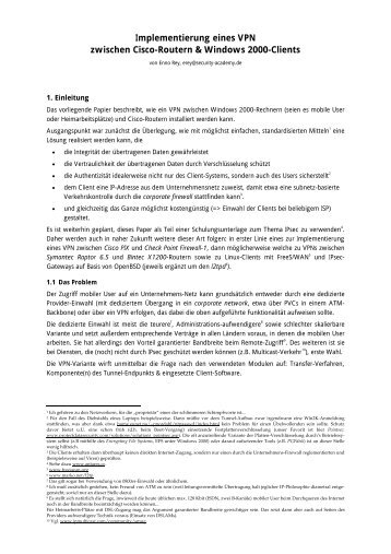 Implementierung eines VPN zwischen Cisco-Routern & Windows ...