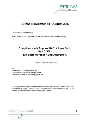 Compliance mit Sophos NAC 3.0 aus Sicht des CISO - ERNW