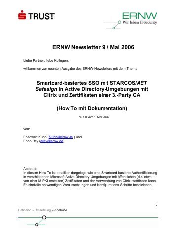 Smartcard-basiertes SSO mit STARCOS/AET Safesign in ... - ERNW