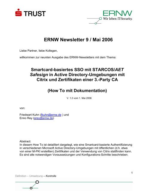 Smartcard-basiertes SSO mit STARCOS/AET Safesign in ... - ERNW