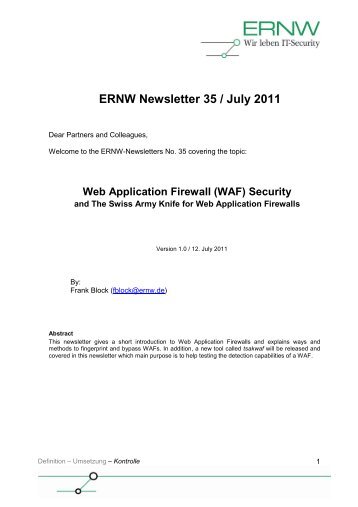 ERNW Newsletter 35 / July 2011