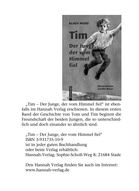 Hussi - Tom - Der Junge, der zum Zirkus ging - Hannah-Verlag