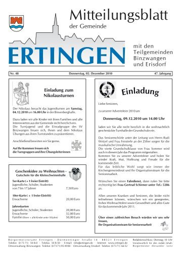 Einladung zum Nikolausturnen - Ertingen