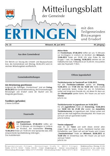 Ausgabe 23 vom 06.06.2012 - Ertingen