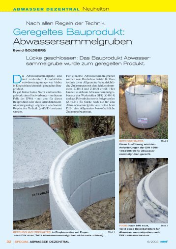 Geregeltes Bauprodukt: Abwassersammelgruben - WSE