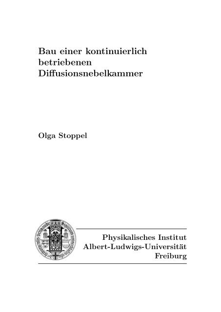 Bau einer kontinuierlich betriebenen Diffusionsnebelkammer