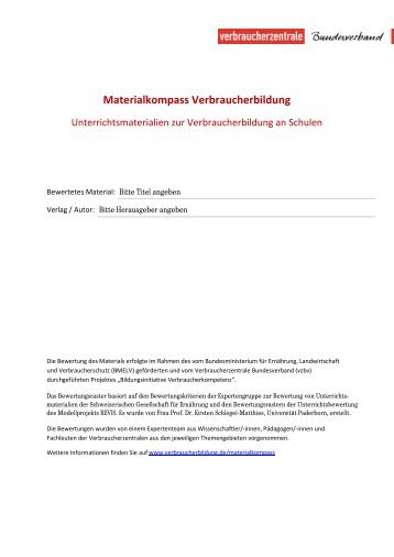 Bewertungsraster Materialkompass Verbraucherbildung