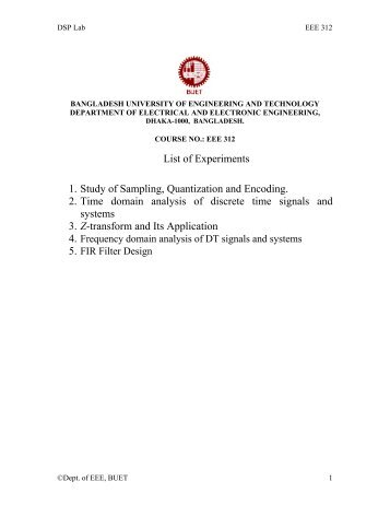 DSP lab - EEE312.pdf - Bangladesh University of Engineering and ...