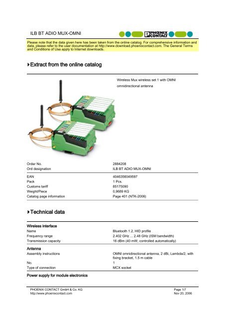 ILB BT ADIO MUX-OMNI - Phoenix Contact